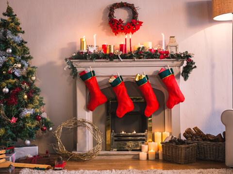 A Christmas fireplace