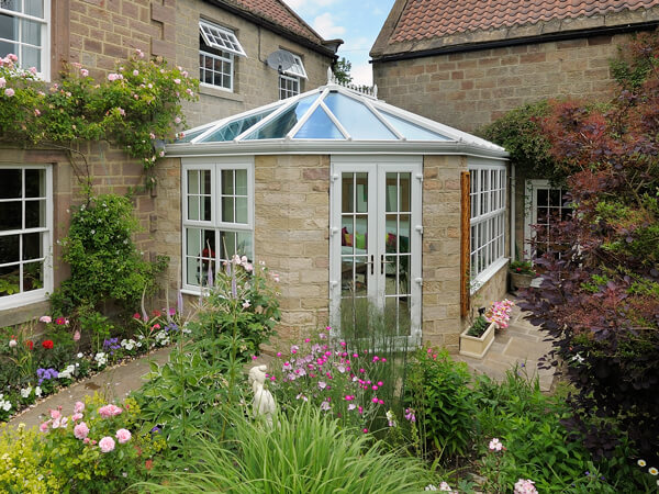 Stone Finished Orangery with French Doors